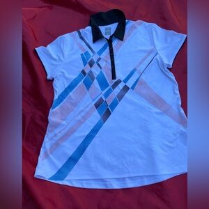 Callaway polo shirt white blue golf sport Womens Size XL